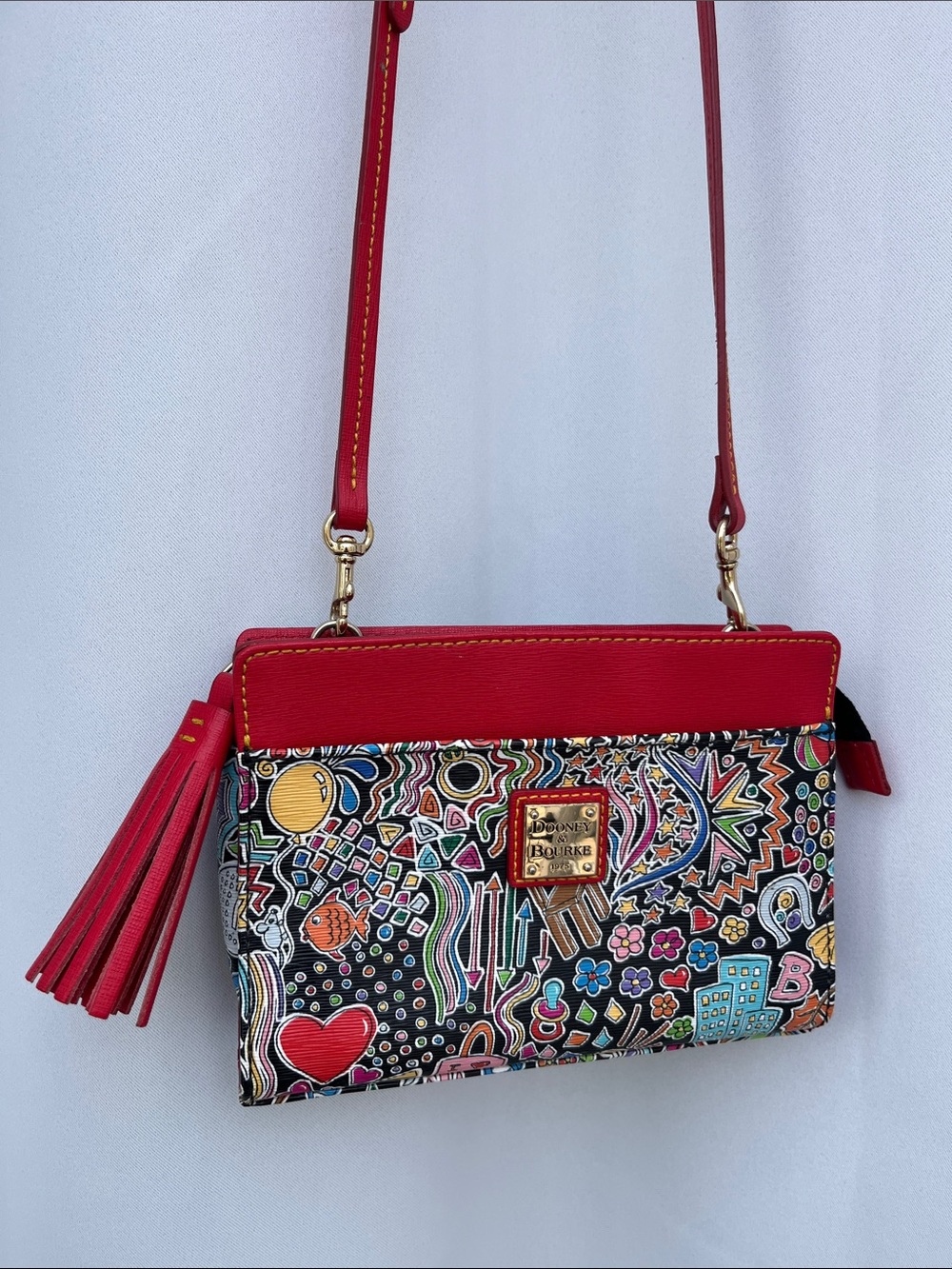 Dooney & Bourke Whimsey Graffiti Crossbody Tassel Purse